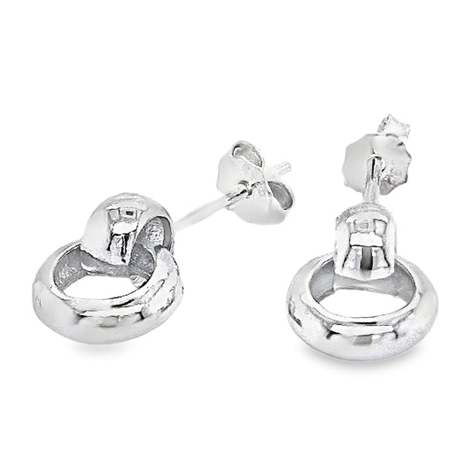 Silver Double Linked Circle Drop Earrings
