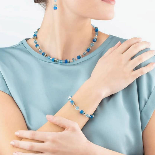 Coeur De Lion GeoCUBE Iconic Mono Gold Turquoise Necklace 4020/10-0600