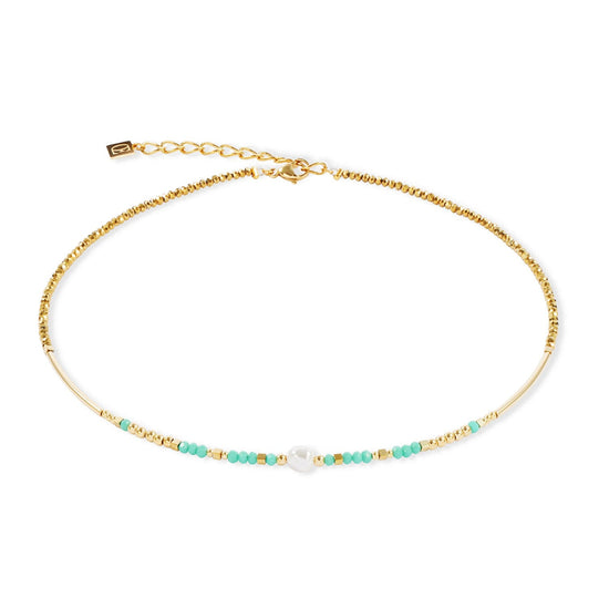 CDL LAGOON PEARL GOLD-MINT NECKLACE