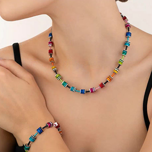 Coeur De Lion Geocube Multi-Coloured Crystal Beaded Necklace 4409/10-1500