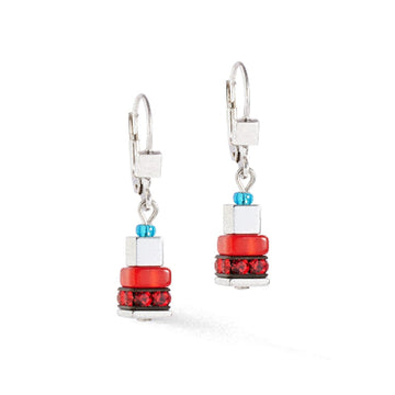 Coeur De Lion GeoCube Blue & Red Multicolour Earrings 4413/20_0703
