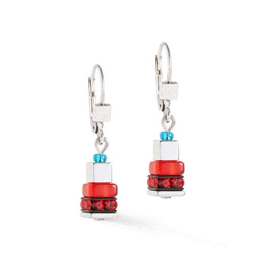Coeur De Lion GeoCube Blue & Red Multicolour Earrings 4413/20_0703