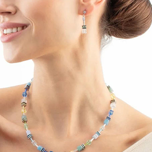 Coeur De Lion GeoCUBE Iconic Precious Aqua-Green Earrings 4905/21-2005