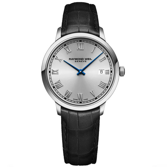 Raymond Weil Gents Toccata Classic Silver Dial Leather Strap Quartz Watch 5485-STC-00658