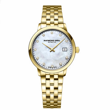 Raymond Weil Ladies Toccata Gold Tone Mother Of Pearl & Diamond Dial Quartz Watch 5985-P-97081