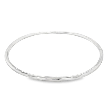 Silver 3mm Solid Faceted Bangle