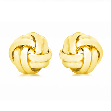 18ct Yellow Gold 9mm 4 Strand Knot Stud Earrings