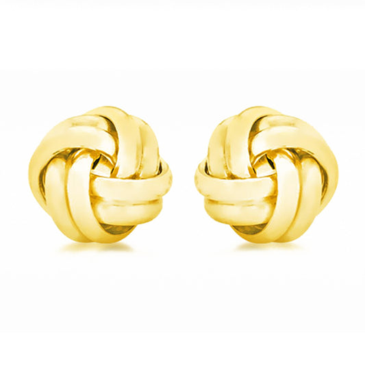 18ct Yellow Gold 9mm 4 Strand Knot Stud Earrings