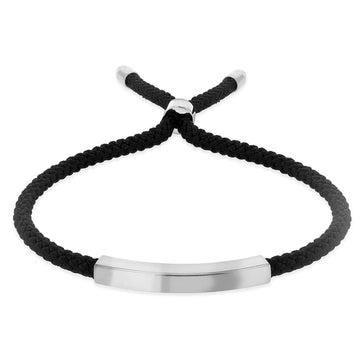 Silver ID Adjustable Black Cord Bracelet