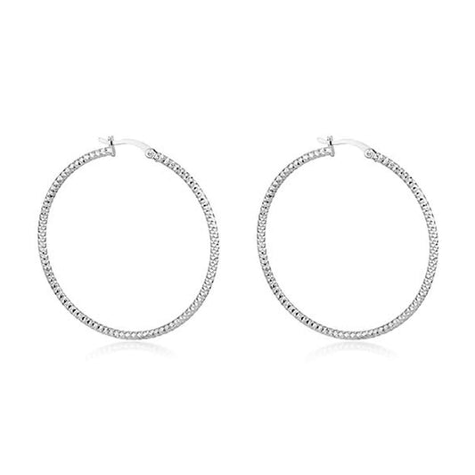 Silver 25mm Diamond Cut Creole Hoop Earrings