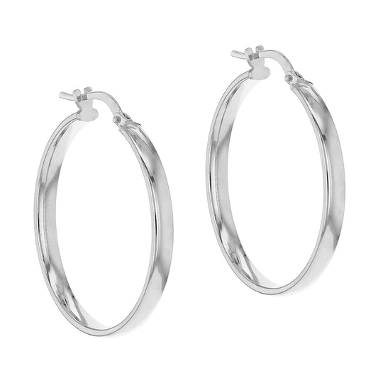 Silver25mm Plain Creole Hoop Earrings