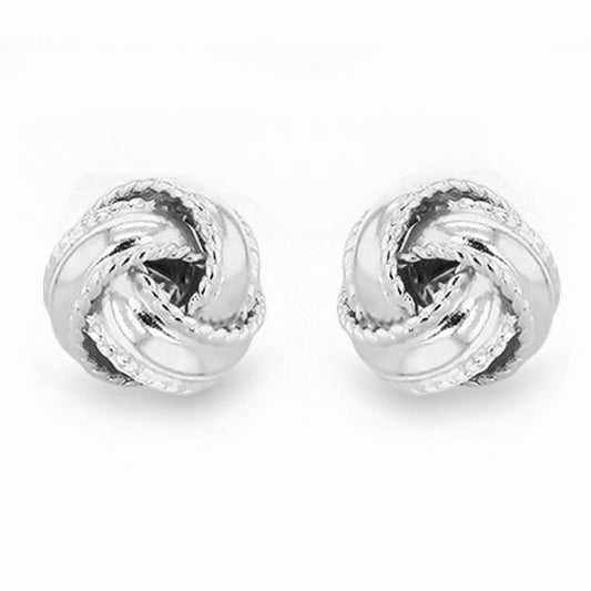 Silver 8mm 3 Strand Textured Knot Stud Earrings