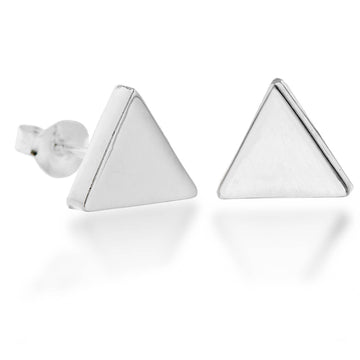 Silver 9mm Triangle Stud Earrings