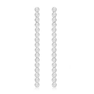 Silver Cubic Zirconia Tennis Drop Earrings