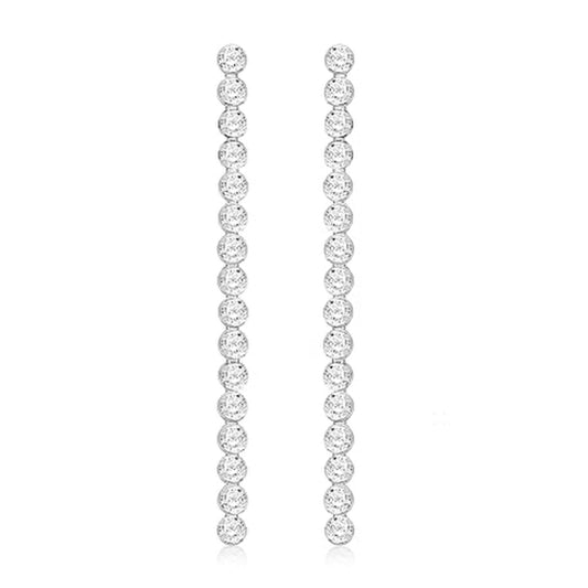 Silver Cubic Zirconia Tennis Drop Earrings