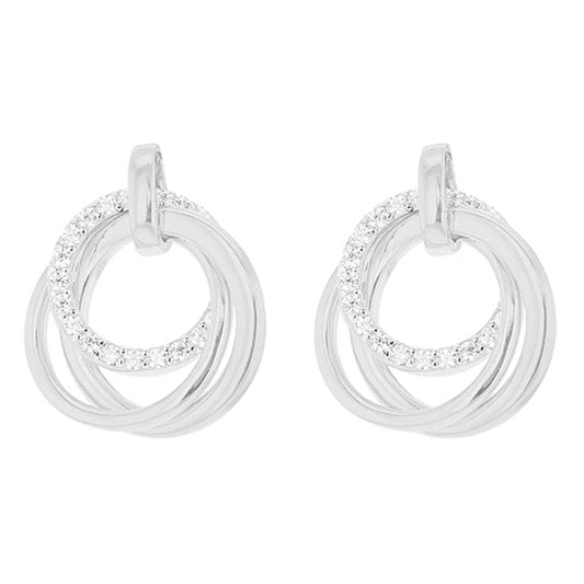 Silvwe Cubic Zirconia Triple Circle Drop Earrings
