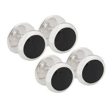 Sterling Silver Four Onyx Shirt Button Studs