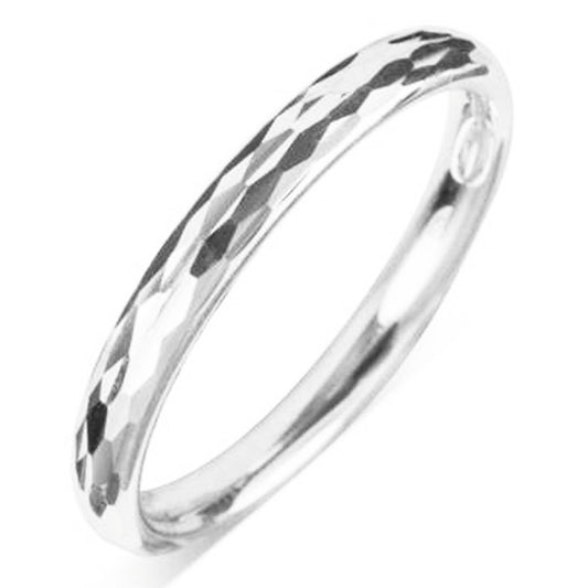 18ct White Gold 2.5mm Classic Court Vintage Finish Wedding Ring