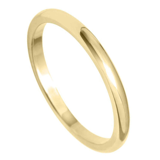 18ct Yellow Gold Modern Rounded 2mm D-Shaped Wedding Ring