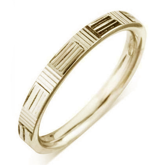 18ct Yellow Gold 2.5mm Flat Court Vintage Finish Wedding Ring