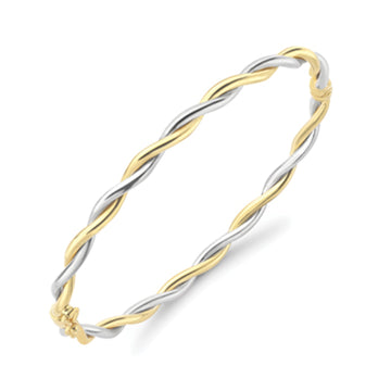 9YW OVAL TWIST HINGED BANGLE