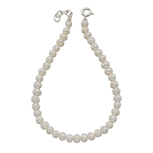 SIL WHITE FRESH WATER PEARL 19+2CM BRACELET