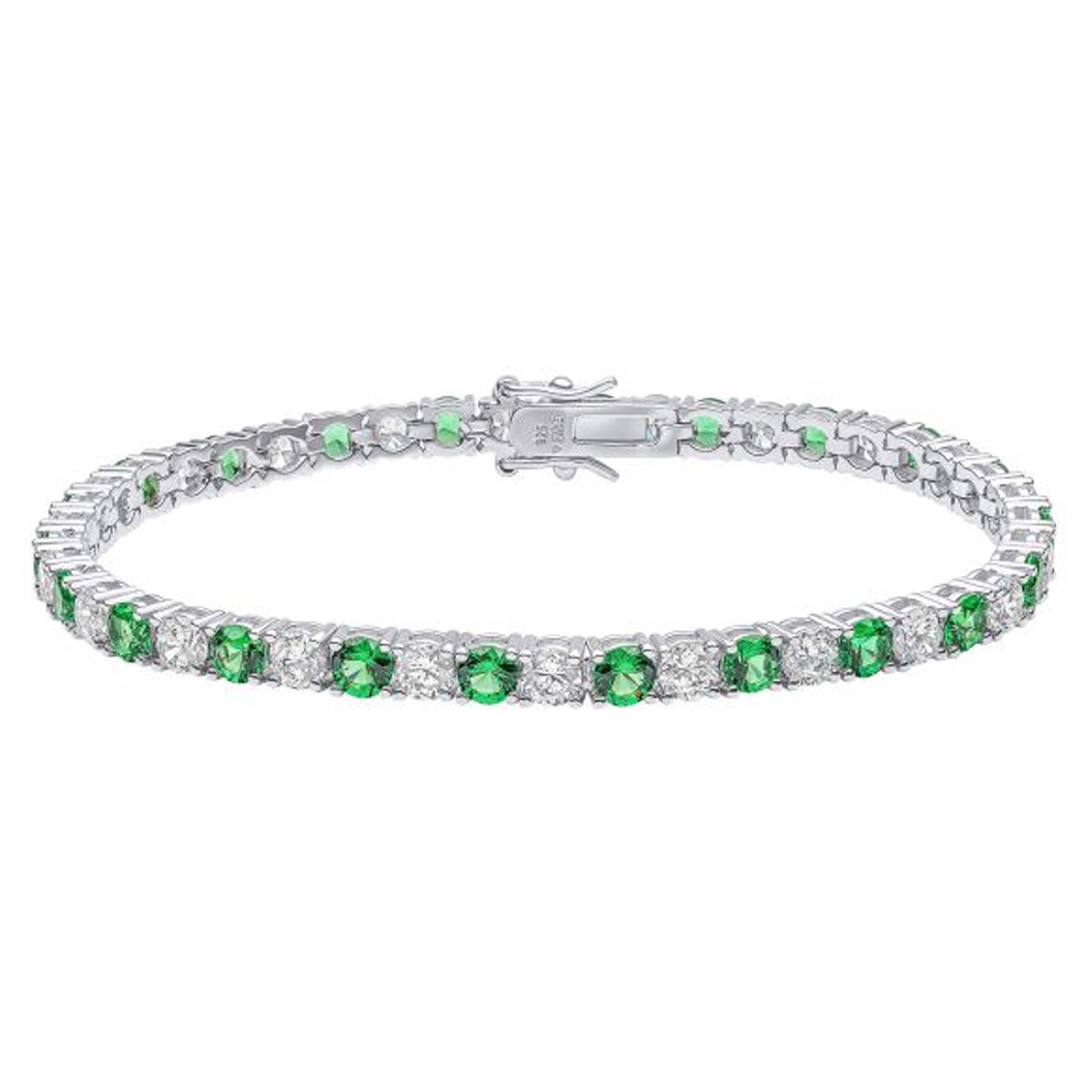 DF GREEN/WHITE CUBIC ZIRCONIA TENNIS BRACELET