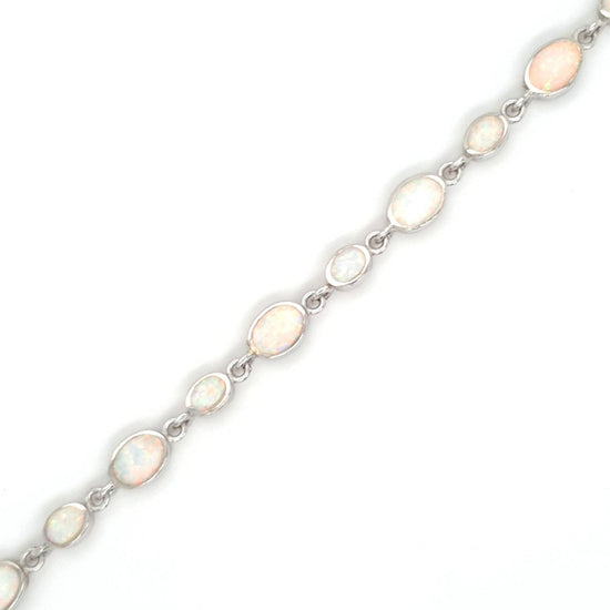 SIL 2 SIZES OVAL SYNTHETIC OPAL BRACELET