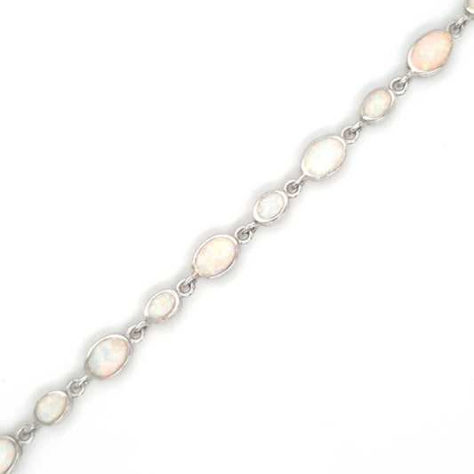 SIL 2 SIZES OVAL SYNTHETIC OPAL BRACELET