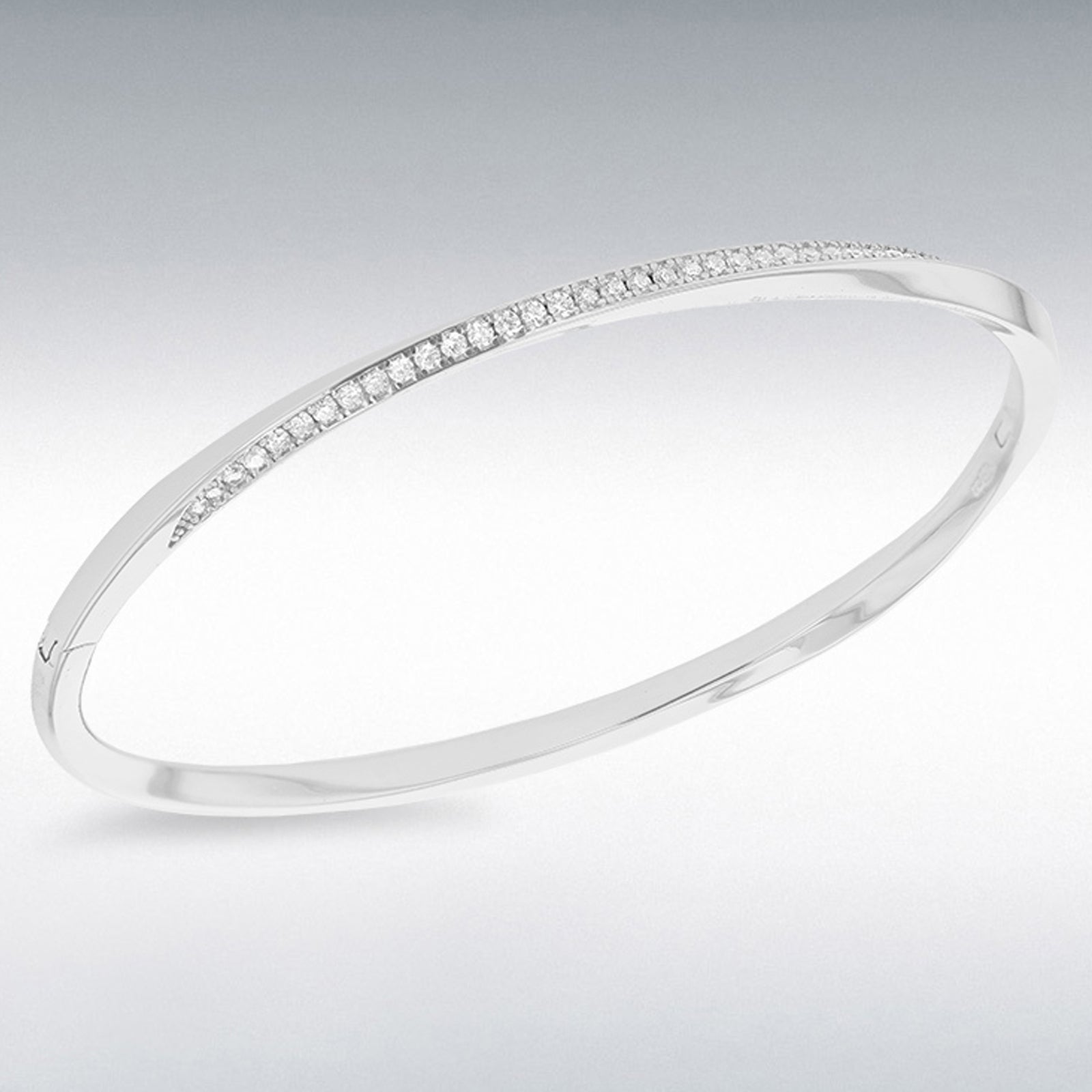 SIL/RHOD 3MM TWISTED CZ BANGLE