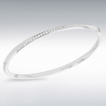 SIL/RHOD 3MM TWISTED CZ BANGLE