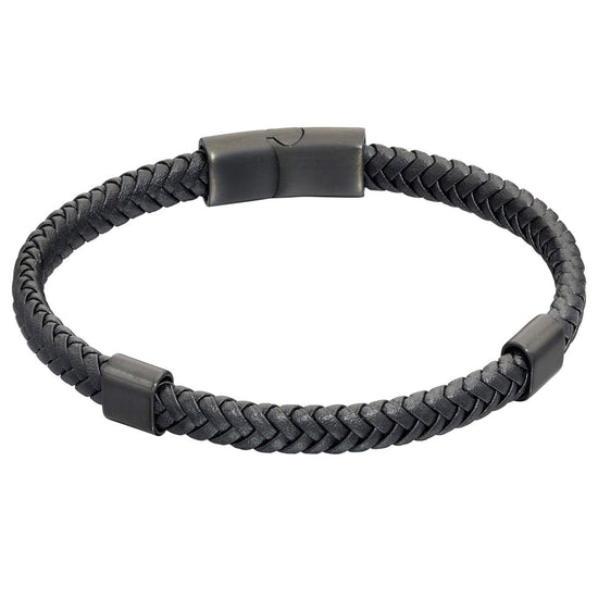 FB RECYCLED BLACK LEATHER 21CM BRACELET