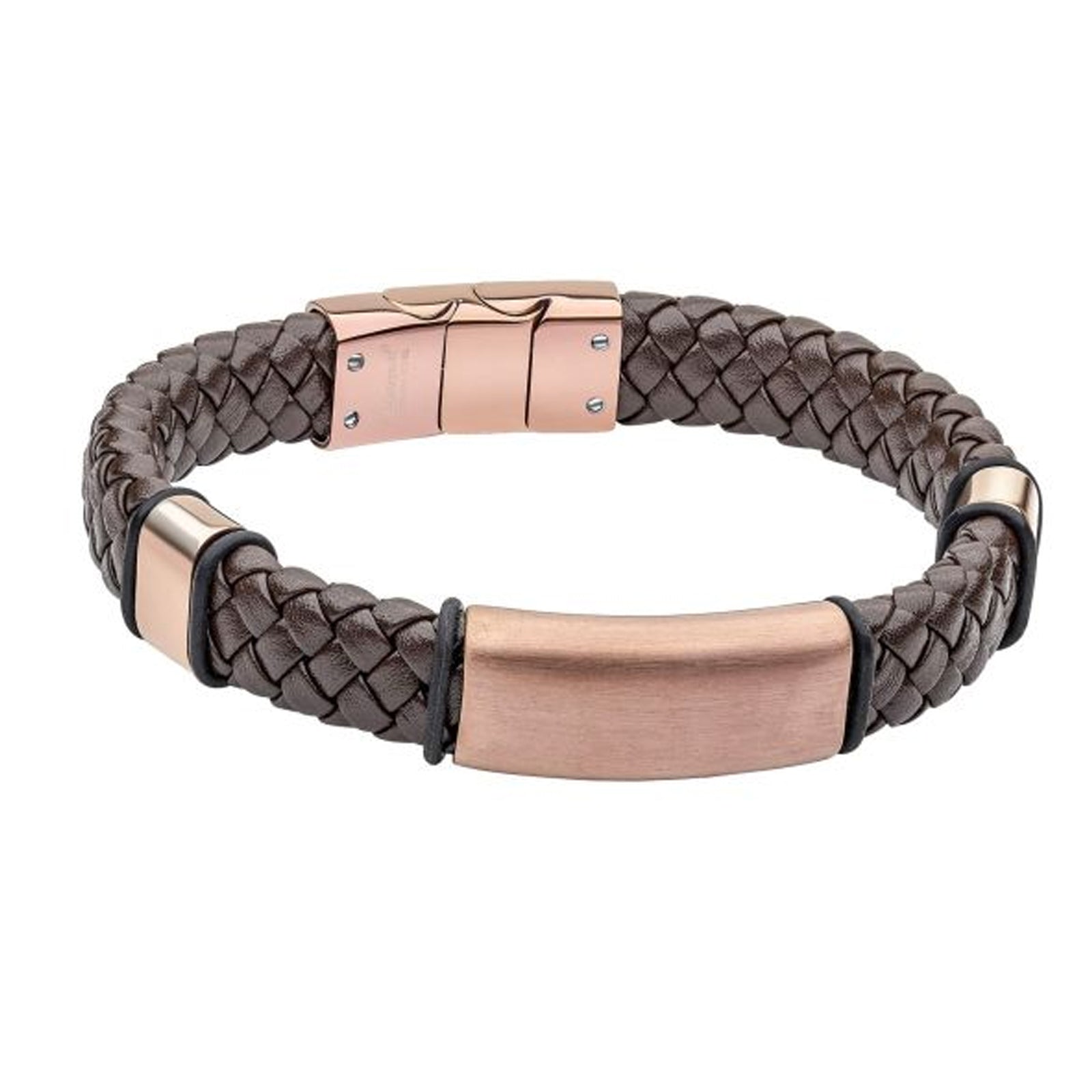 FB WIDE BROWN LEATHER BRACELET 23CM