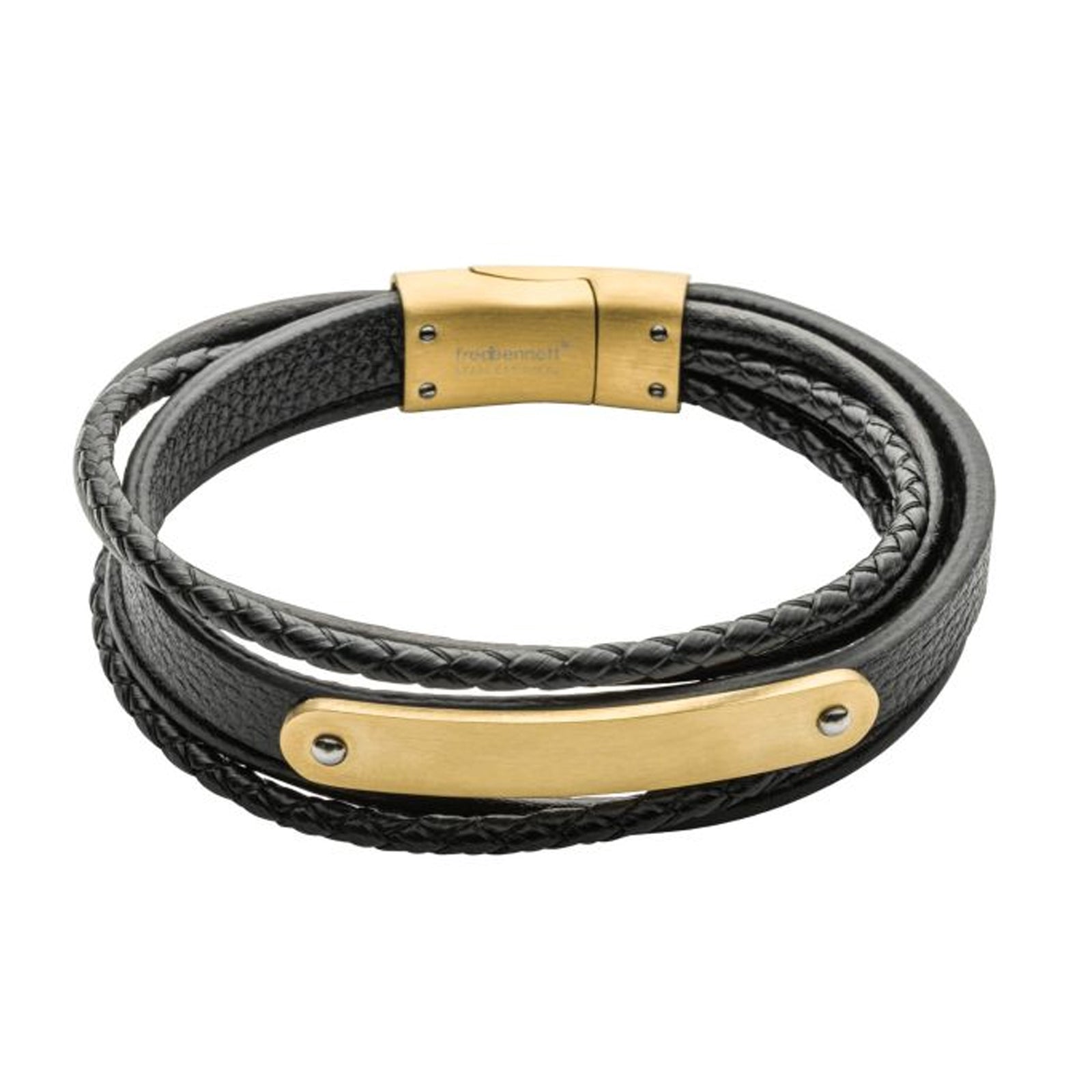 FB GP MULTI STRAND BLACK LEATHER BRACELET