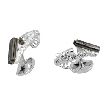 Silver Oxidised Engraved Cocked Shotgun Cufflinks