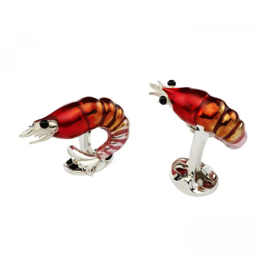 Silver Enamel Shrimp Cufflinks
