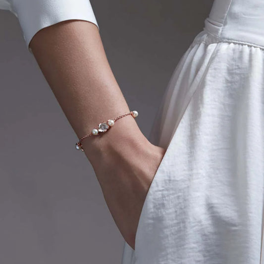 Shaun Leane Rose Gold Vermile Diamond & Pearl Cherry Blossom Bracelet