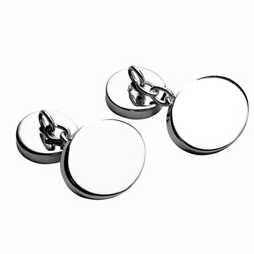 Sterling Silver Plain Oval Chain Link Cufflinks