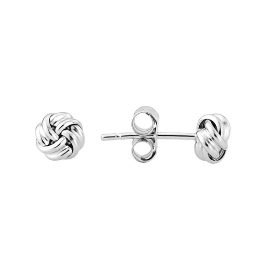 9ct White Gold 4 Strand Small Knot Stud