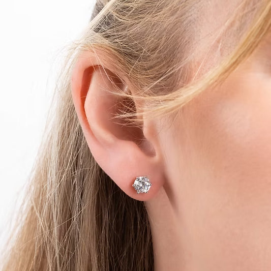 Diamonfire Silver Cubic Zirconia 2ct Solitaire Stud Earrings