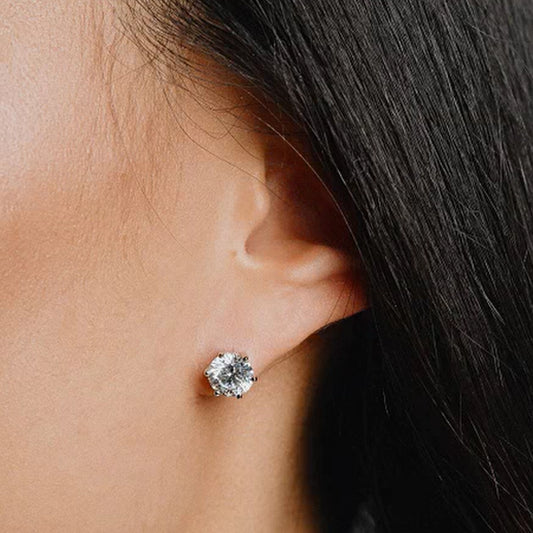 Diamonfire Silver Cubic Zirconia 2ct Solitaire Stud Earrings