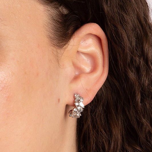 Diamonfire Silver Cubic Zirconia Scatter Hoop Earrings