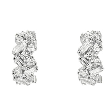 Diamonfire Silver Cubic Zirconia Scatter Hoop Earrings