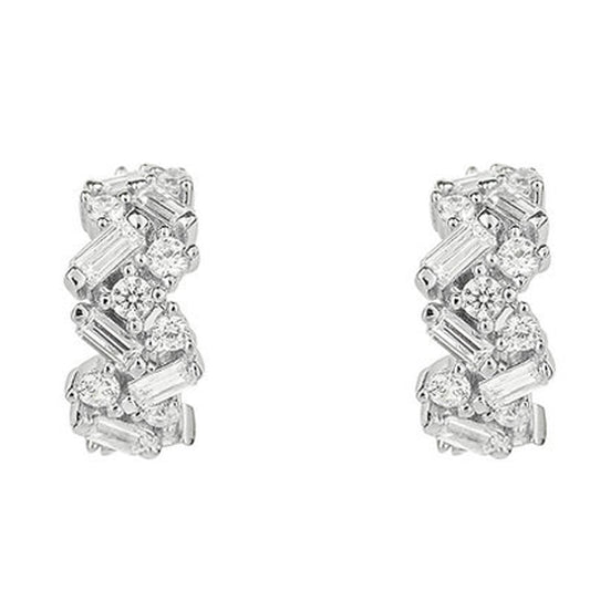 Diamonfire Silver Cubic Zirconia Scatter Hoop Earrings