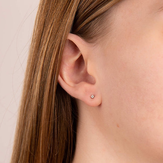 Diamonfire Silver Cubic Zirconia 2mm Stud Earrings