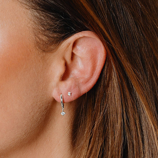 Diamonfire Silver Gold Plated Cubic Zirconia Hoop Drop Earrings