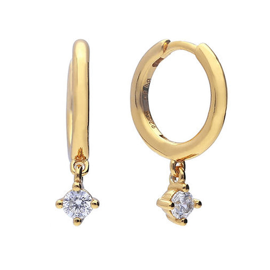 Diamonfire Silver Gold Plated Cubic Zirconia Hoop Drop Earrings