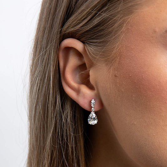 Diamonfire Silver Teardrop and Marquise Drop Earrings