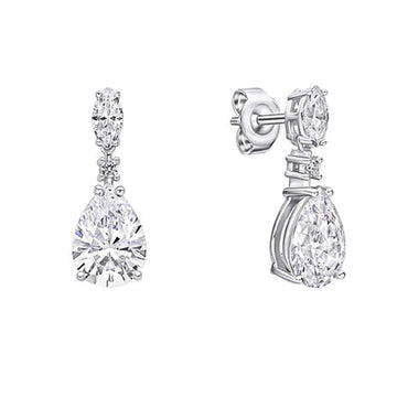 Diamonfire Silver Teardrop and Marquise Drop Earrings