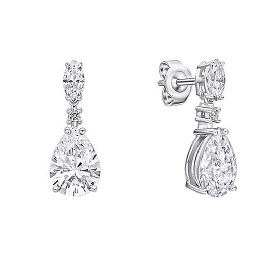 Diamonfire Silver Teardrop and Marquise Drop Earrings